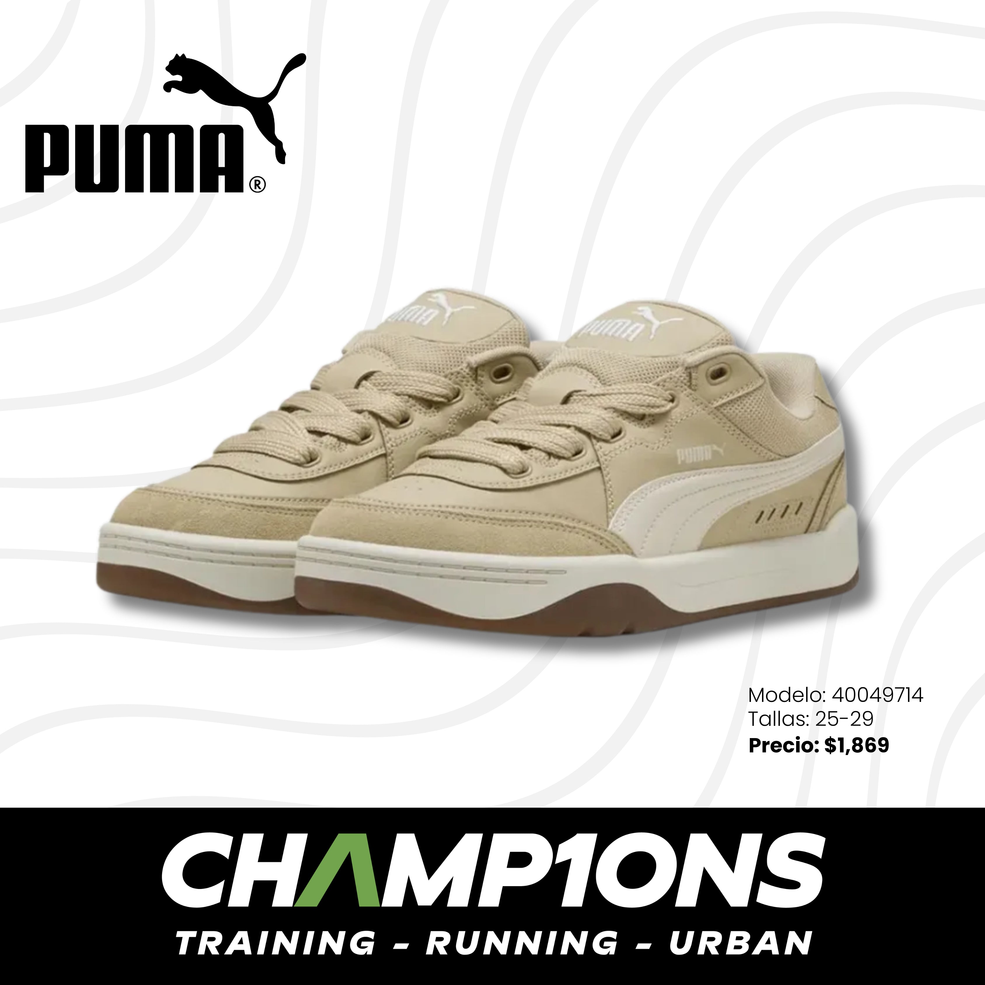 Tenis Puma Urbanos Beige / Blanco Caballero 40049714 | Champ10ns